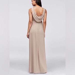 Long mesh dress with cowl back detail size 10 [[HEMMED]]